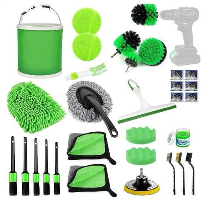 Set 30 Accesorii pentru Curatare Auto, pentru Interior si Exterior