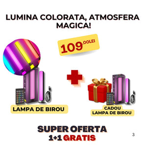 LAMPA DE BIROU,  RGB COLORAT, 14 LED, PUTERE 5V, TELECOMANDA CU 24 DE TASTE