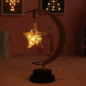 Lampa veghe, semi-luna cu stea din sticla, led
