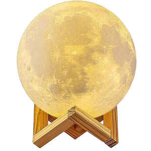 Lampa de veghe in forma de luna cu stele 3D